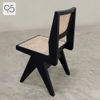 Ghế ăn cafe gỗ mây không tay V leg PIERRE JEANNERET đen black