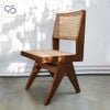 Ghế ăn cafe không tay gỗ mây V leg PIERRE JEANNERET nâu walnut