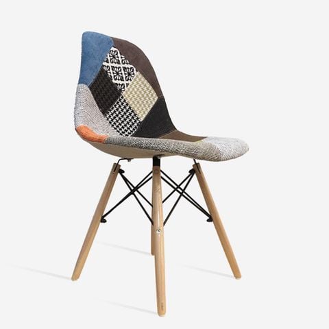 Ghế ăn ghế cafe Eames bọc vải thổ cẩm chân gỗ