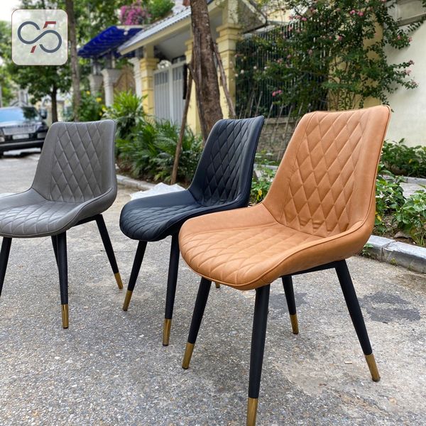 Ghế ăn ghế cafe LOFT bọc da chân sắt bọc đồng