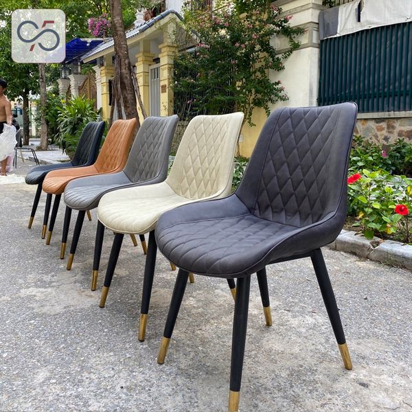 Ghế ăn ghế cafe LOFT bọc da chân sắt bọc đồng