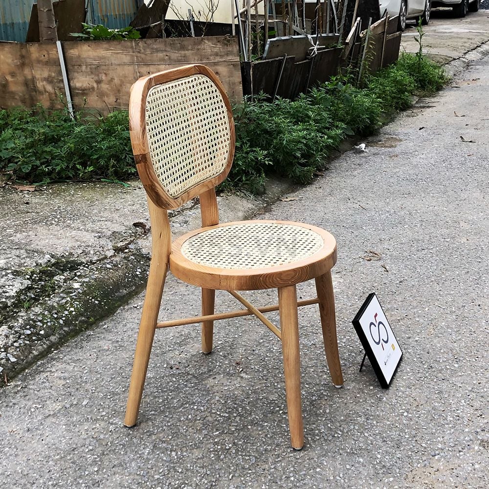 Ghế Gỗ Thonet Mặt Ngồi Mây Lưng Mây Tròn