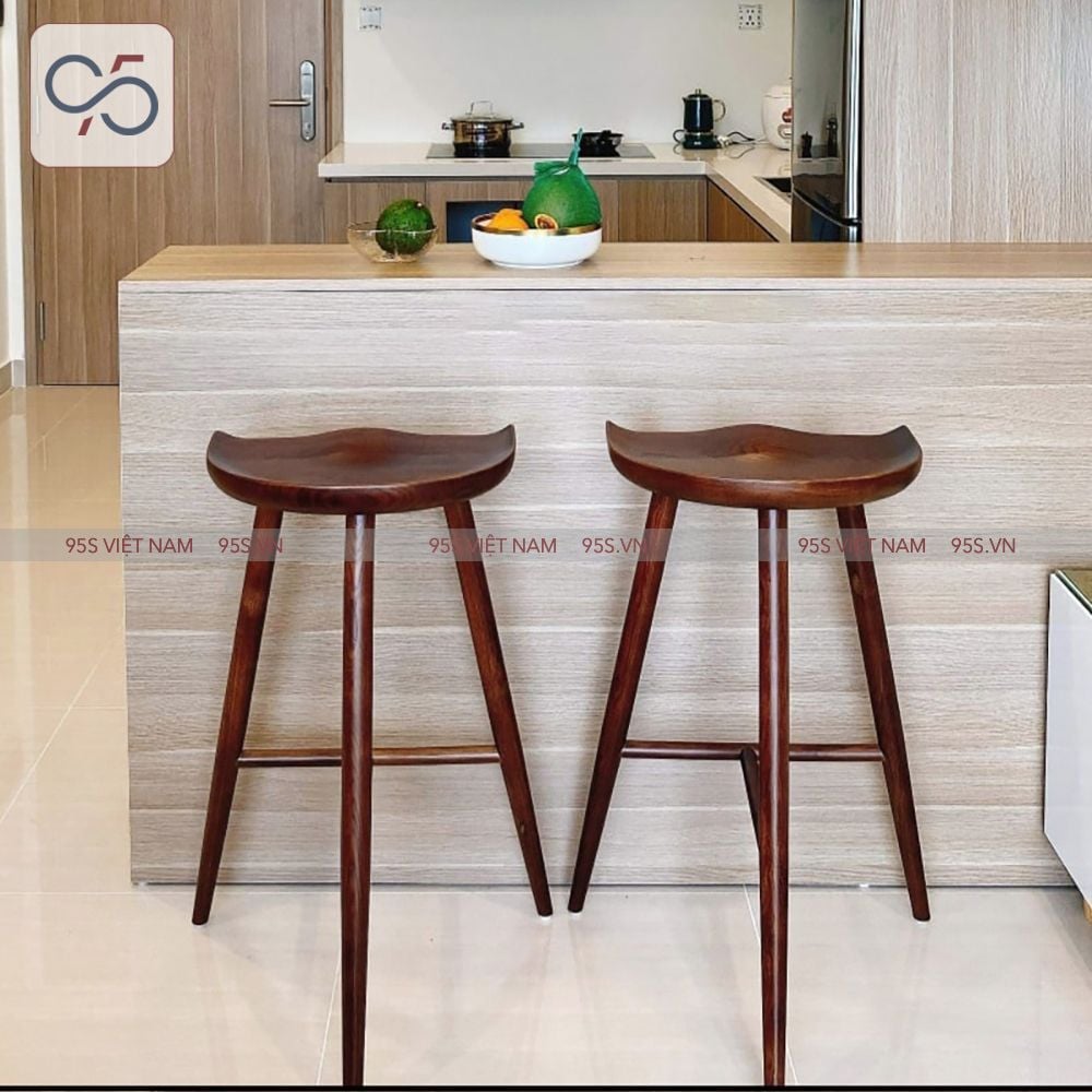 Ghế quầy bar bàn đảo bếp gỗ Taburet 3 chân