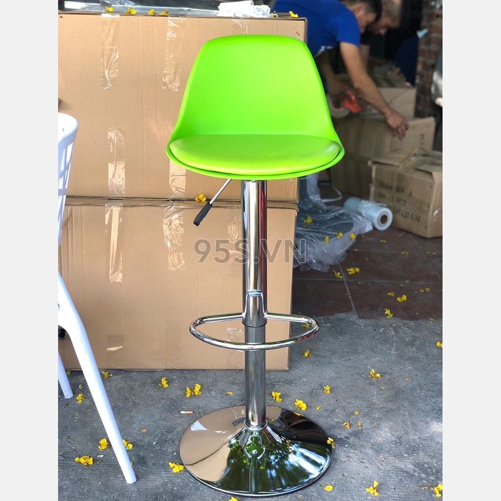 Ghế Quầy Bar Chân Cao Thấp Xoay Nâng Hạ Mặt Nhựa