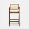 Ghế Quầy Bar Gỗ Mây Có Tay Jeanneret V-Leg 75cm