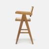 Ghế Quầy Bar Gỗ Mây Có Tay Jeanneret V-Leg 75cm