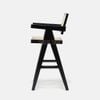 Ghế Quầy Bar Gỗ Mây Có Tay Jeanneret V-Leg 75cm