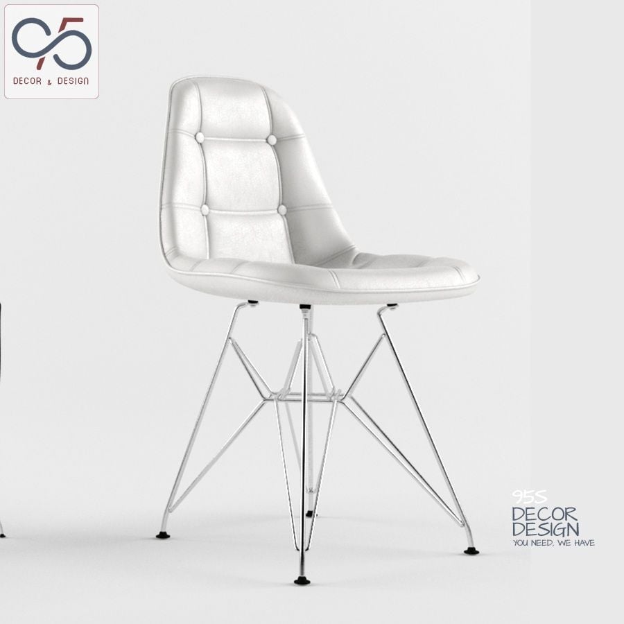 Ghế ăn ghế cafe Eames bọc da cúc chân thép mạ inox
