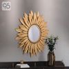 Gương lá mặt trời vàng trang trí treo tường