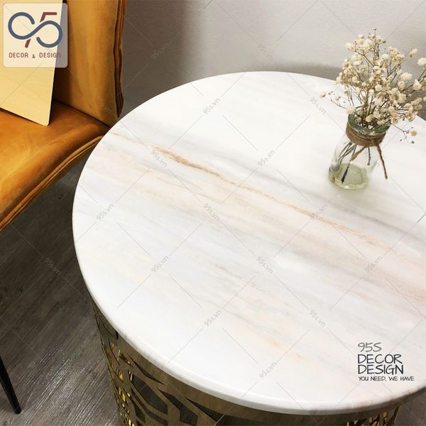 Bàn tab sofa Manfred CNC mạ vàng mặt đá - TAB-05
