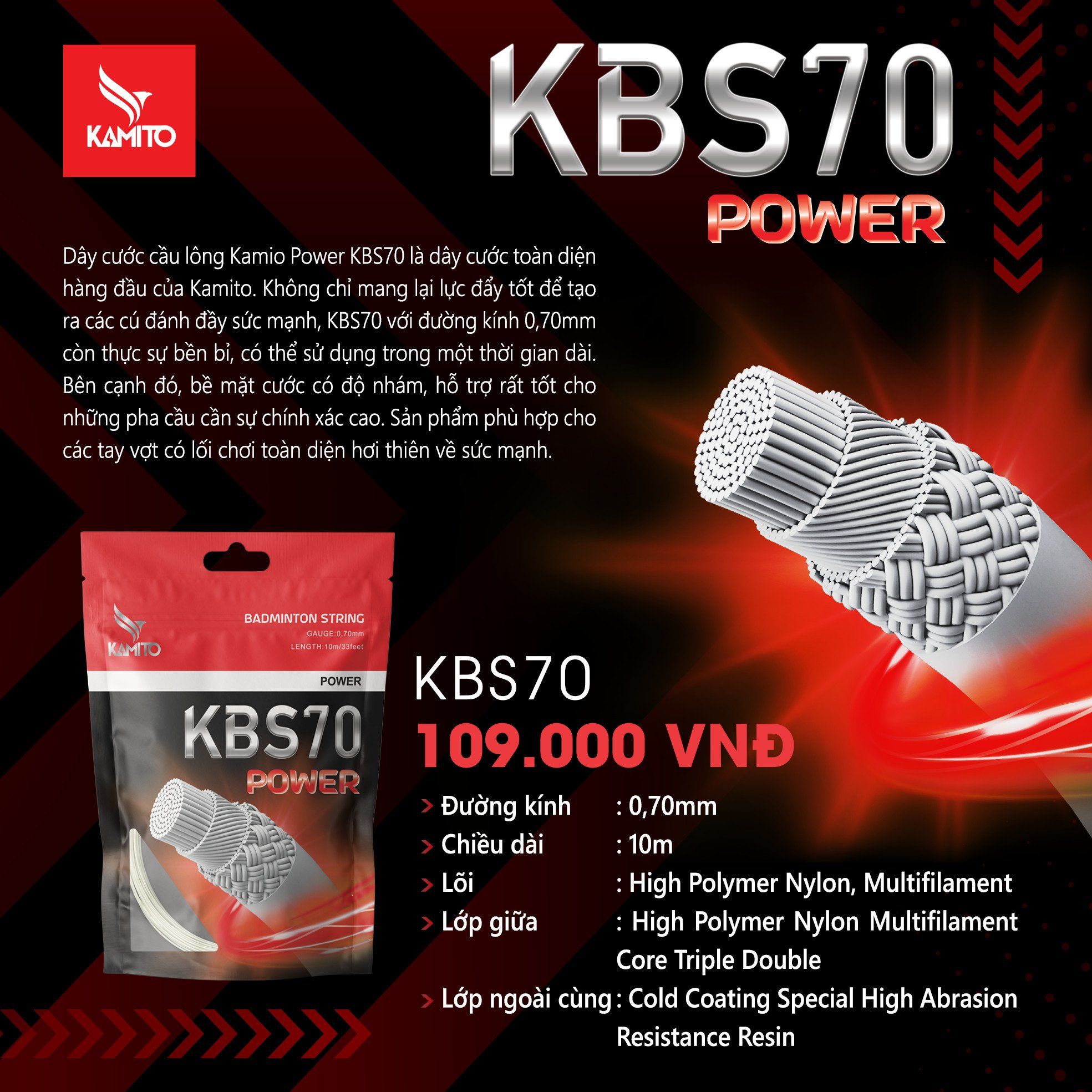  CƯỚC VỢT KAMITO POWER KBS70 