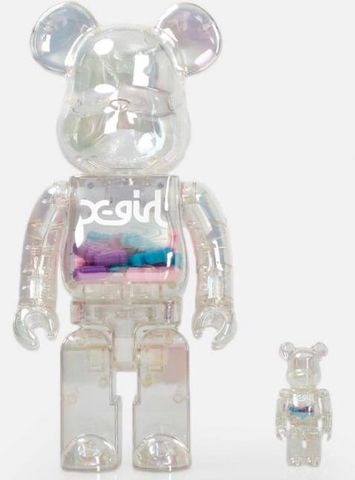 Set BearBrick 100% + 400% X-Girl trắng