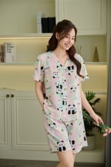 Pijama ngắn cổ V Vie Panda Pink Py Set