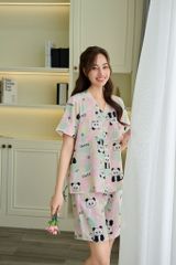 Pijama ngắn cổ V Vie Panda Pink Py Set