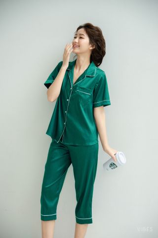 Pijama lửng lụa vân gỗ Emerald Capri Py Set