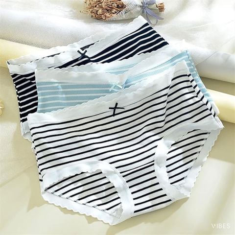 Quần lót nữ cotton thun tăm sọc ngang P023