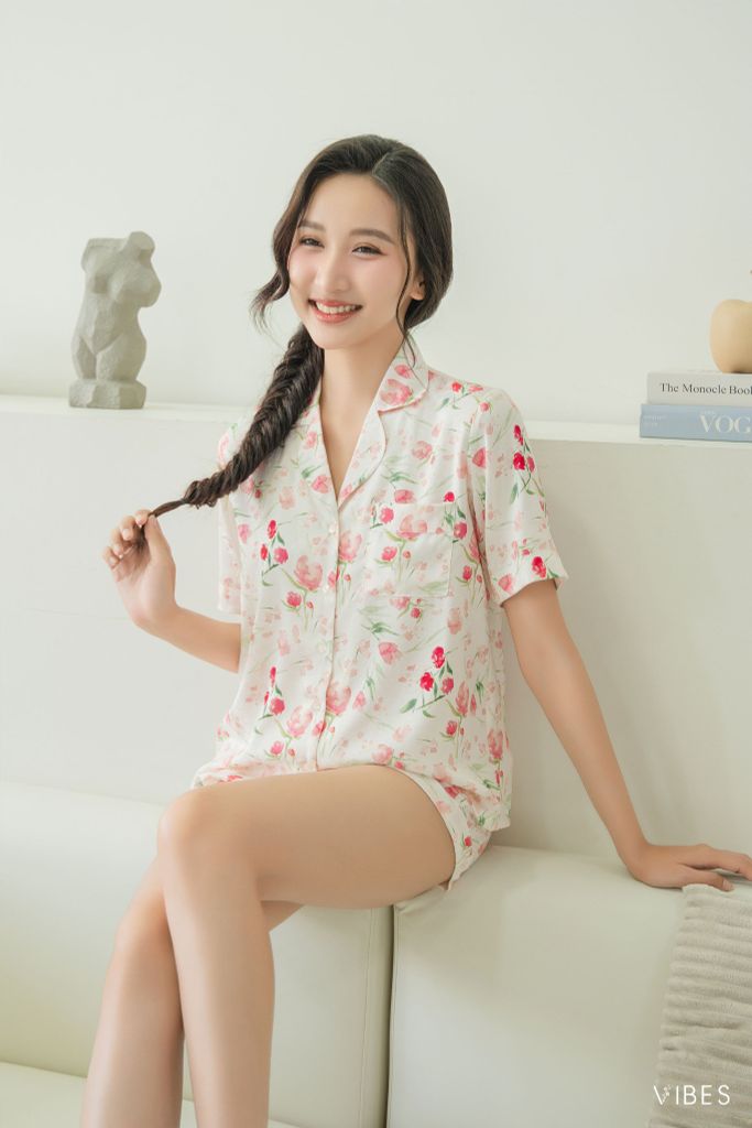 Pijama ngắn Lụa gấm Kara Py Set