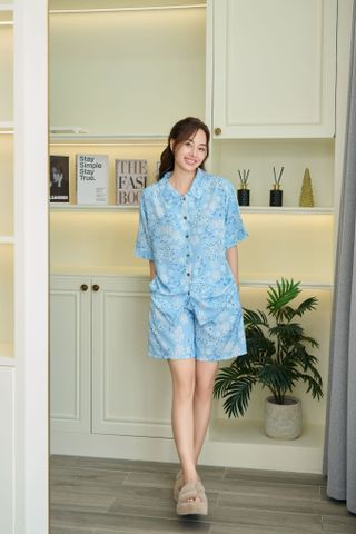 Pijama ngắn freeszize FS Cyan Py Set