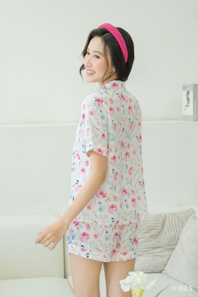 Pijama ngắn Lụa gấm Rose Py Set