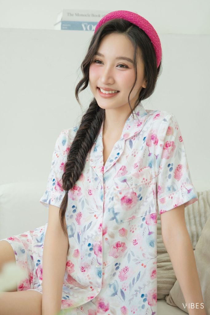 Pijama ngắn Lụa gấm Rose Py Set