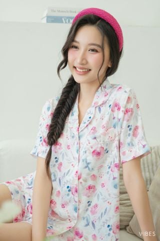 Pijama ngắn Lụa gấm Rose Py Set
