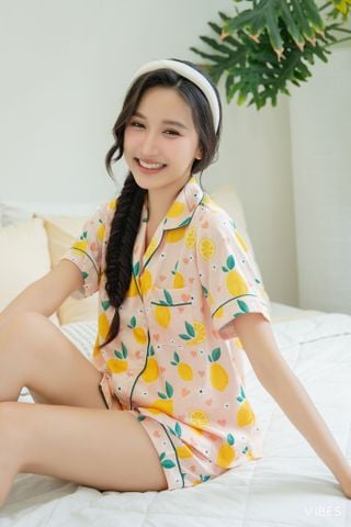 Pijama ngắn Lụa gấm Lemons Py Set