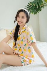 Pijama ngắn Lụa gấm Lemons Py Set