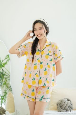 Pijama ngắn Lụa gấm Lemons Py Set
