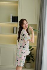 Pijama ngắn cổ V Vie Panda Pink Py Set