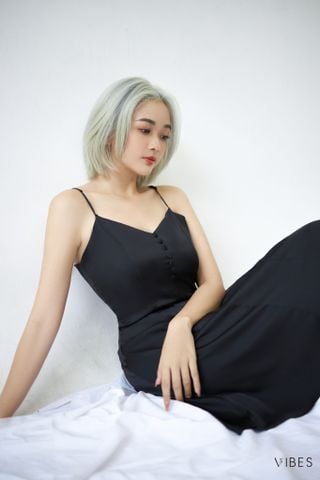 Váy ngủ lụa trơn Ink Lady Dress