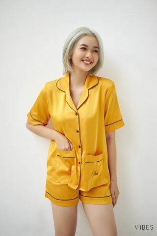 Pijama ngắn lụa trơn Bumbe Silk Py Set