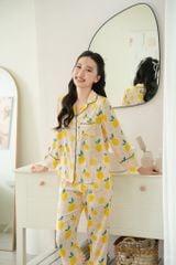 Pijama dài tay Lụa gấm Lemons Long Sleeve Py Set
