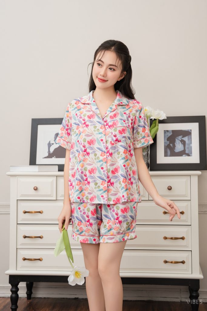Pijama ngắn Lụa gấm Gina Py Set