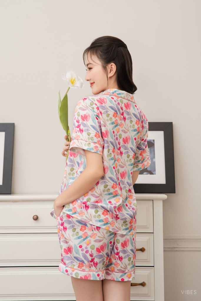 Pijama ngắn Lụa gấm Gina Py Set