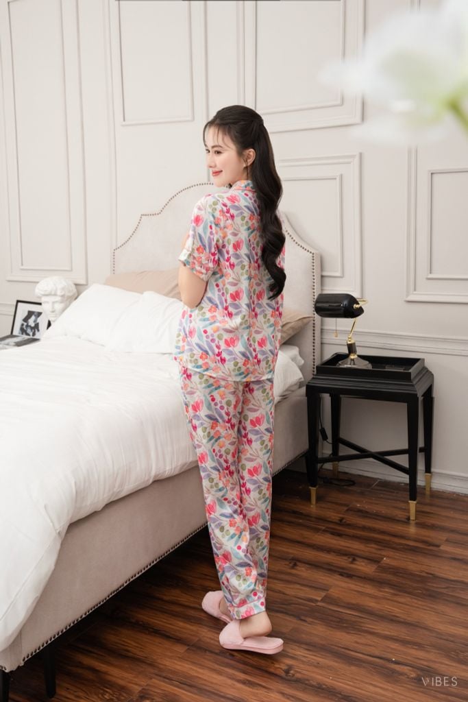 Pijama dài Lụa gấm Gina Long Py Set