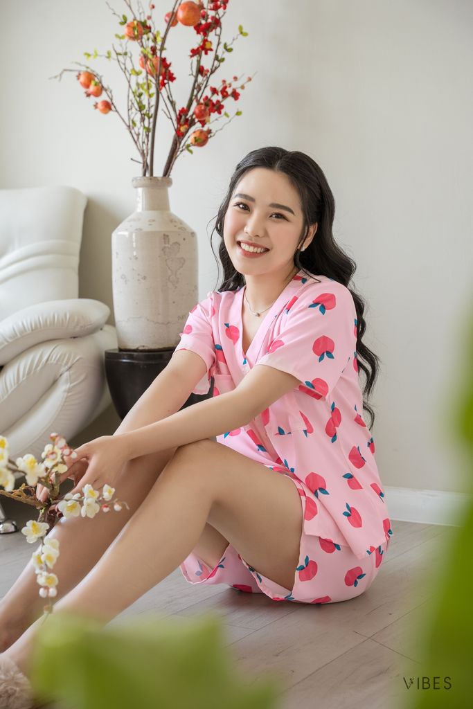 Pijama ngắn cổ V Vie Peach Py Set