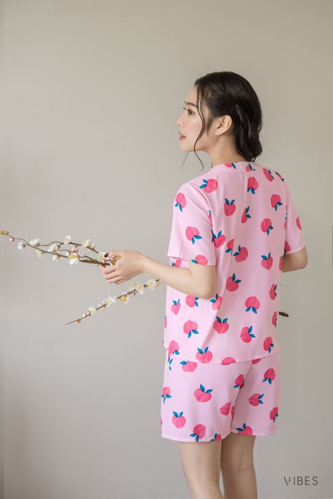 Pijama ngắn cổ V Vie Peach Py Set