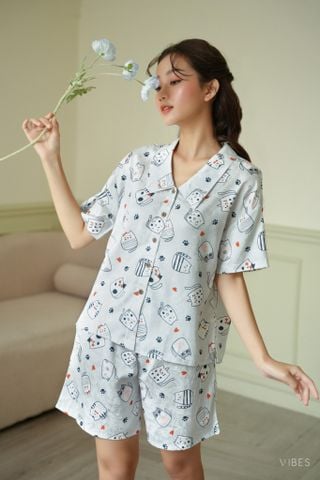 Pijama ngắn Lụa gấm Naomi Py Set