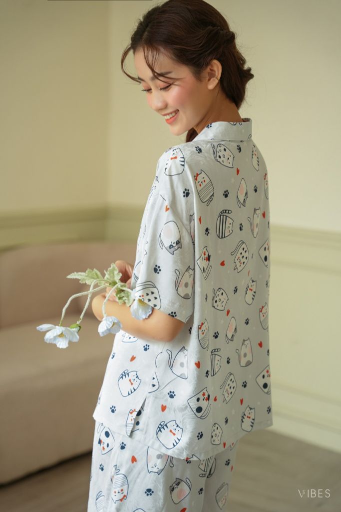 Pijama ngắn Lụa gấm Naomi Py Set
