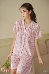 Pijama ngắn cổ V Vie Minnie Py Set