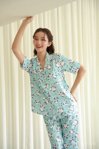 Pijama lửng lụa gấm Panda Capri Py Set