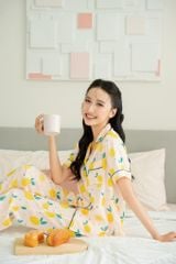 Pijama dài Lụa gấm Lemons Long Py Set