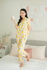 Pijama dài Lụa gấm Lemons Long Py Set