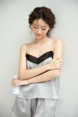Đồ bộ 2 dây lụa trơn Gray Straps Set
