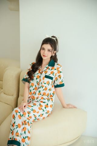 Pijama dài Lụa gấm Orange Long Py Set