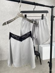 Đồ bộ 2 dây lụa trơn Gray Straps Set