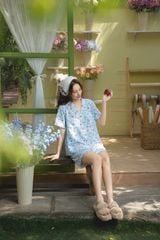 Pijama ngắn cổ V Vie Py Set in BB