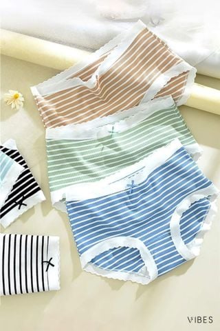 Quần lót nữ cotton thun tăm sọc ngang P023