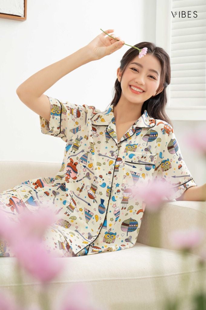 Pijama lửng Owl Cream Capri Py Set