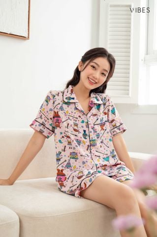 Pijama ngắn Owl Pink Py Set